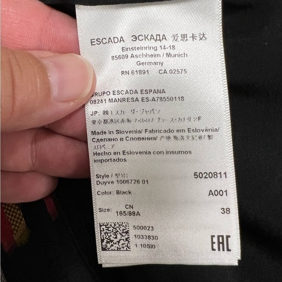 Escada Womens Silk Blend Sheer Multicolor Abstract A Line Belted Dress Size 38 - Picture 6 of 10